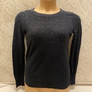 Express Black Crew Neck Sweater With Silver Sparkle Threads